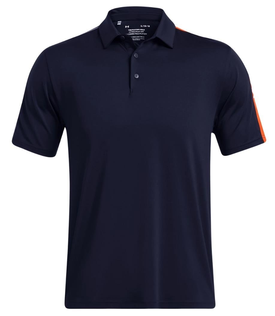 Under Armour Playoff 3.0 Striker polo de hombre, midnight navy/phoenix fire/white