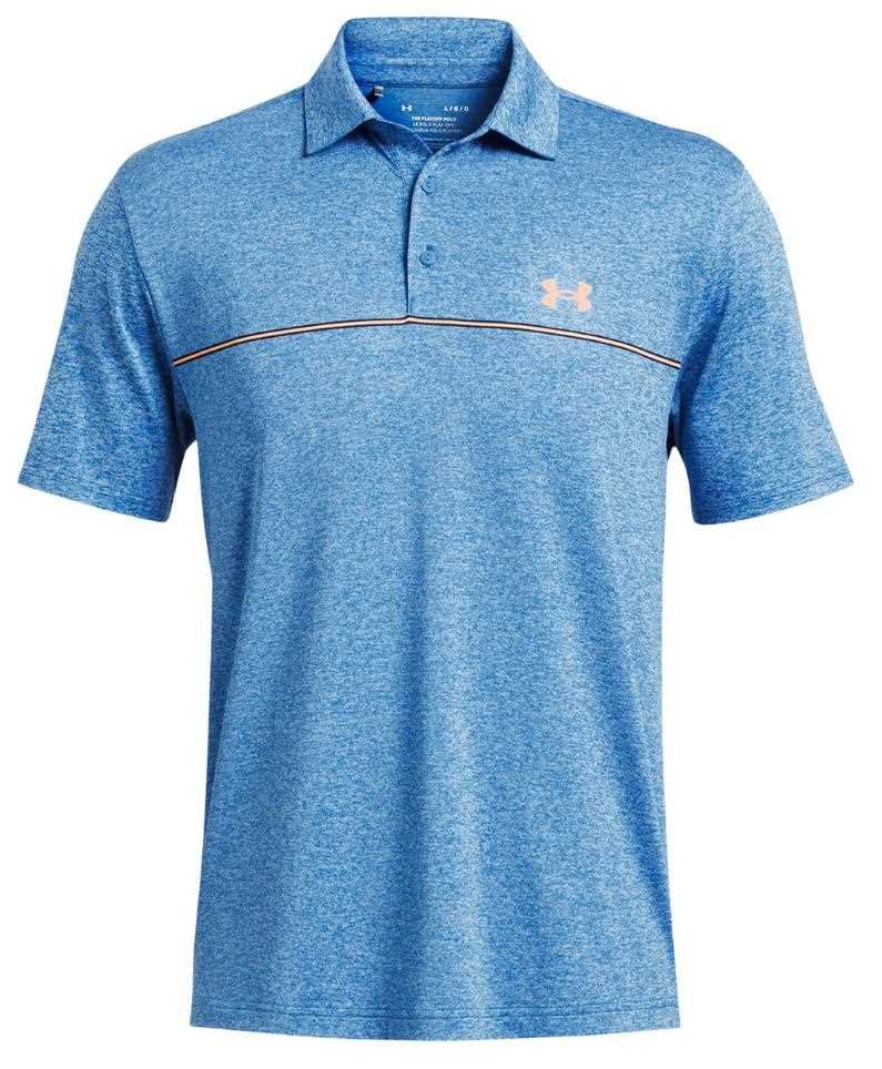 Under Armour Playoff 3.0 Stripe polo de hombre, photon blue/nova orange/midnight navy