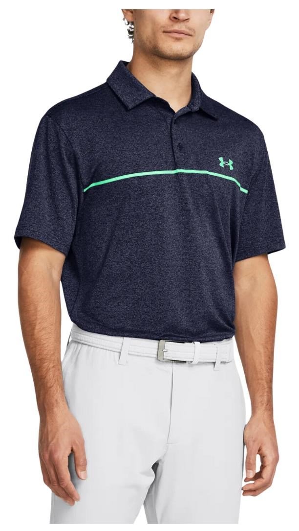 Under Armour Playoff 3.0 Stripe polo de hombre, midnight navy/vapor green