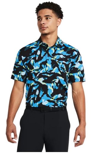 Under Armour Playoff 3.0 Printed polo de hombre, negro/capri