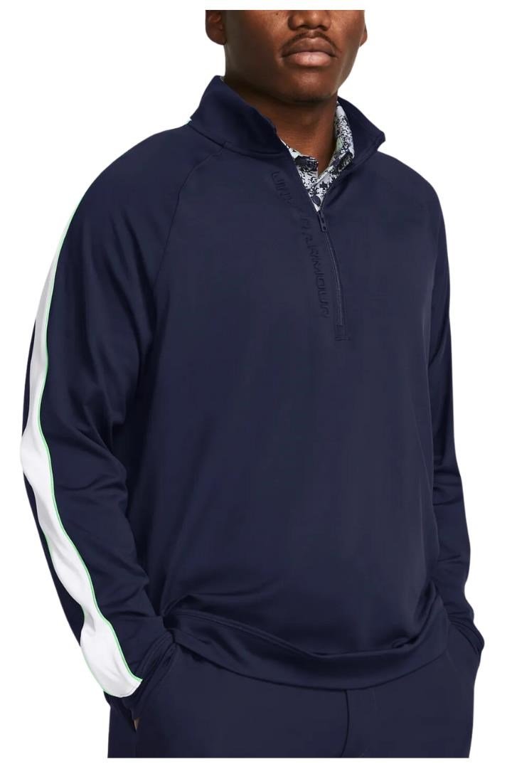 Under Armour Storm Midlayer 1/2 Zip sudadera de hombre, midnight navy/matrix green/white