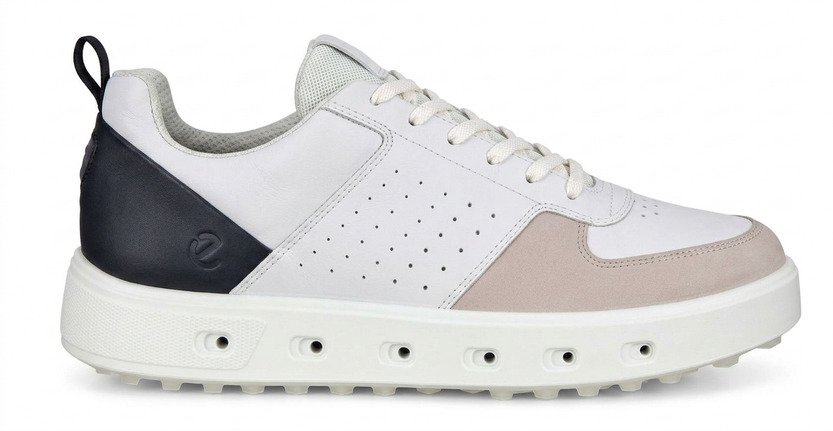 Ecco Street 720 zapatos de golf para hombre, blanco/negro/grava
