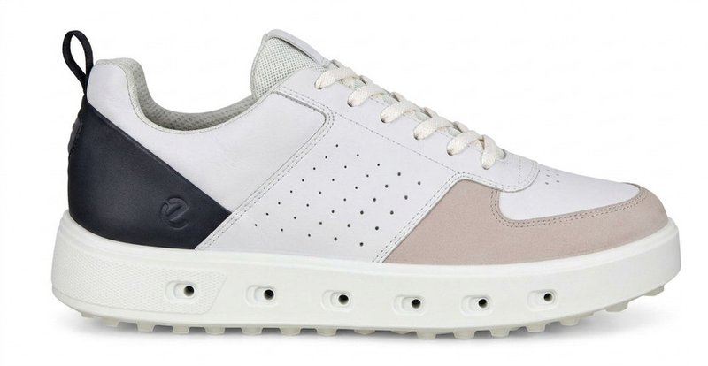Ecco Street 720 zapatos de golf para hombre, blanco/negro/grava