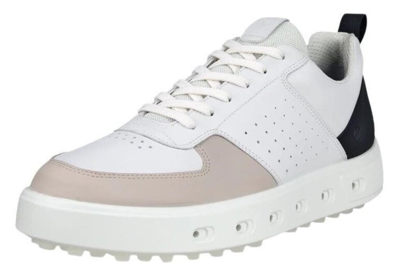 Ecco Street 720 zapatos de golf para hombre, blanco/negro/grava
