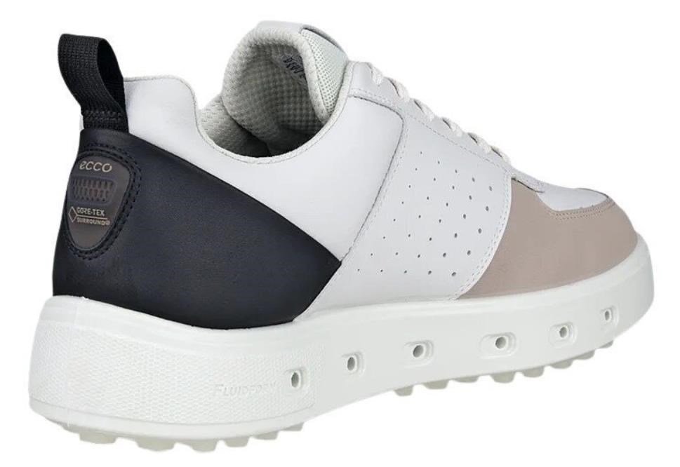 Ecco Street 720 zapatos de golf para hombre, blanco/negro/grava
