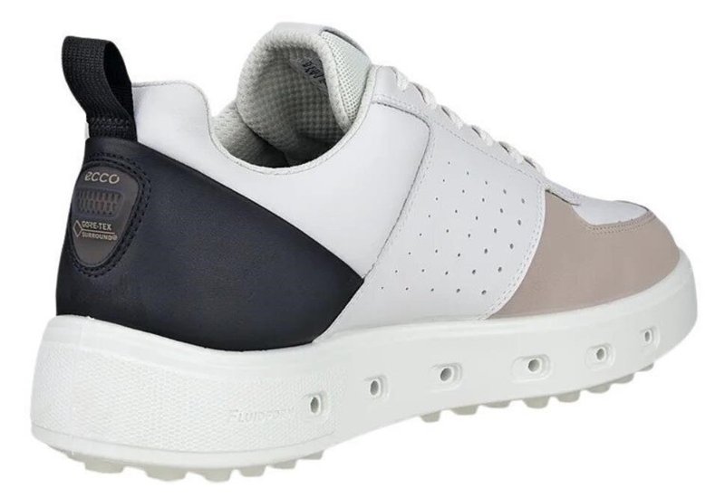 Ecco Street 720 zapatos de golf para hombre, blanco/negro/grava