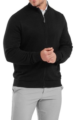 FootJoy Drirelease Full-Zip Lined suéter de hombre, negro