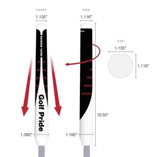 Golf Pride Reverse Taper putter grip, Round Medium, tapa roja