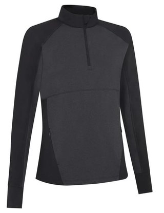 Callaway Lightweight Knit Heathered 1/4 Zip camiseta de manga larga para mujer, ebony heather