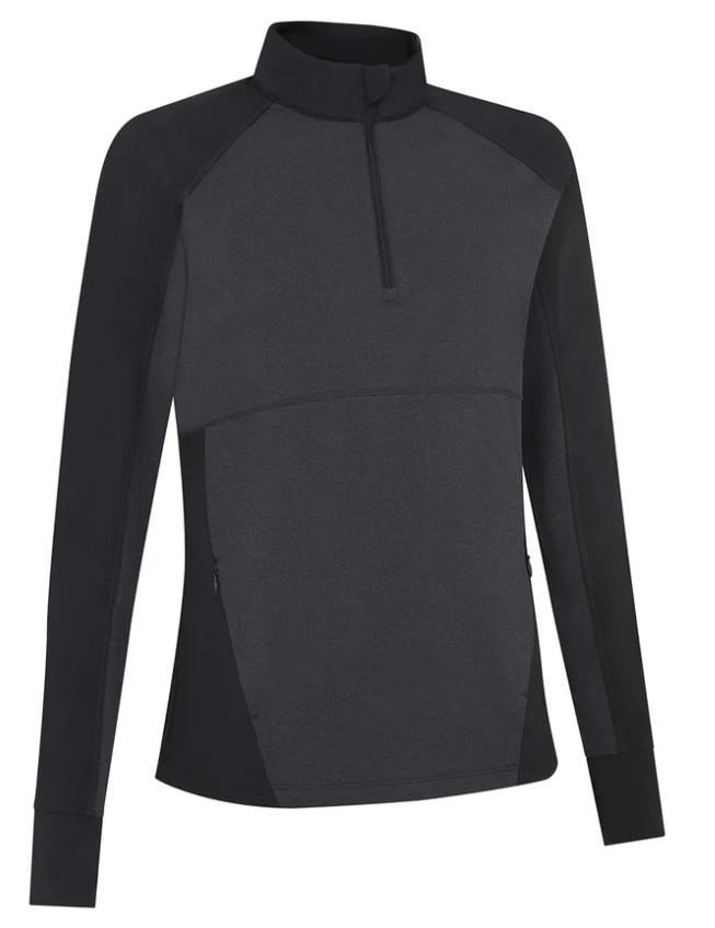 Callaway Lightweight Knit Heathered 1/4 Zip camiseta de manga larga para mujer, ebony heather