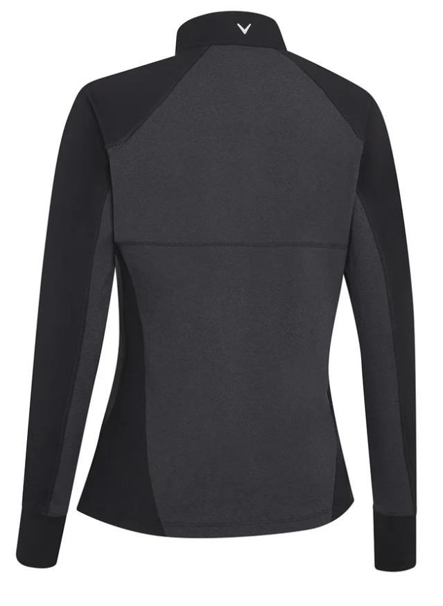 Callaway Lightweight Knit Heathered 1/4 Zip camiseta de manga larga para mujer, ebony heather