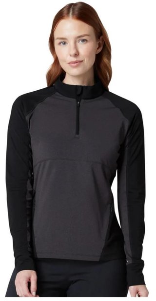 Callaway Lightweight Knit Heathered 1/4 Zip camiseta de manga larga para mujer, ebony heather