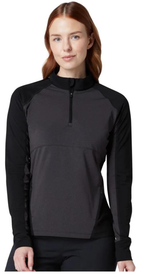 Callaway Lightweight Knit Heathered 1/4 Zip camiseta de manga larga para mujer, ebony heather