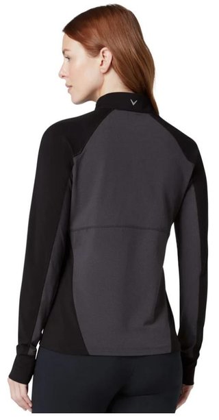 Callaway Lightweight Knit Heathered 1/4 Zip camiseta de manga larga para mujer, ebony heather
