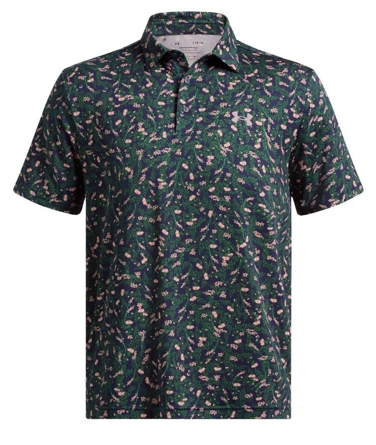 Under Armour Playoff 3.0 Printed polo para hombre, midnight navy/forest green/tetra gray