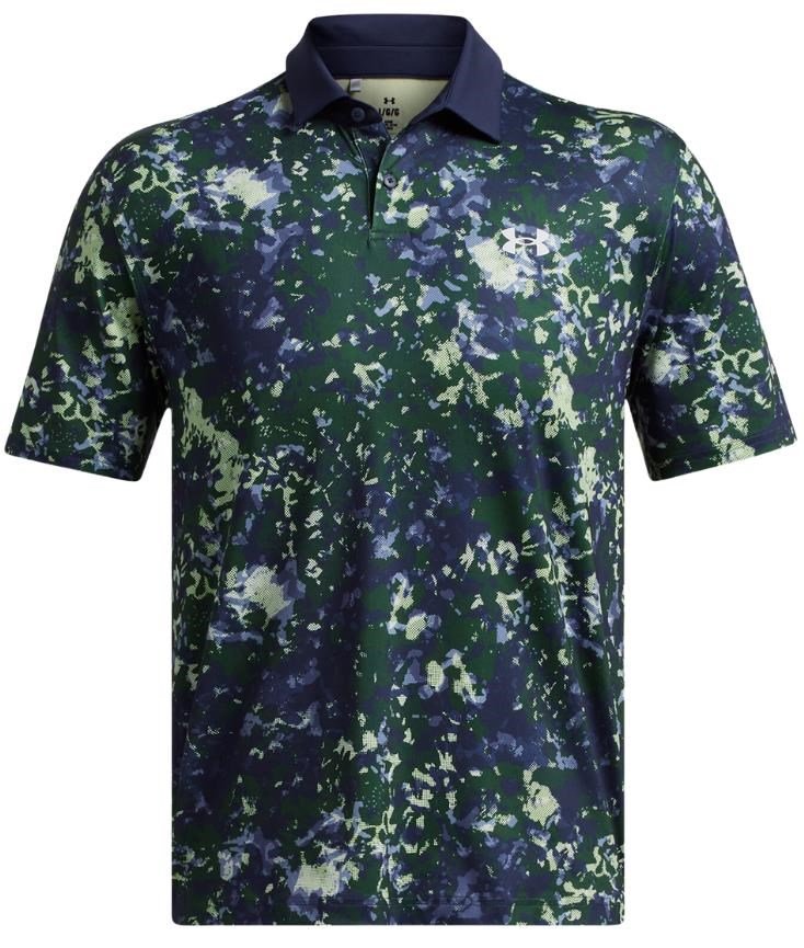 Under Armour T2G Printed polo de hombre, retro green/midnight navy