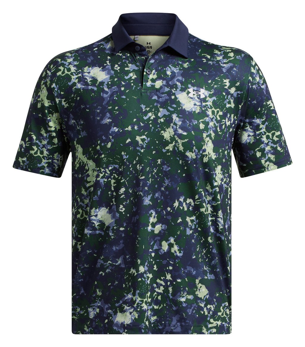 Under Armour T2G Printed polo de hombre, retro green/midnight navy