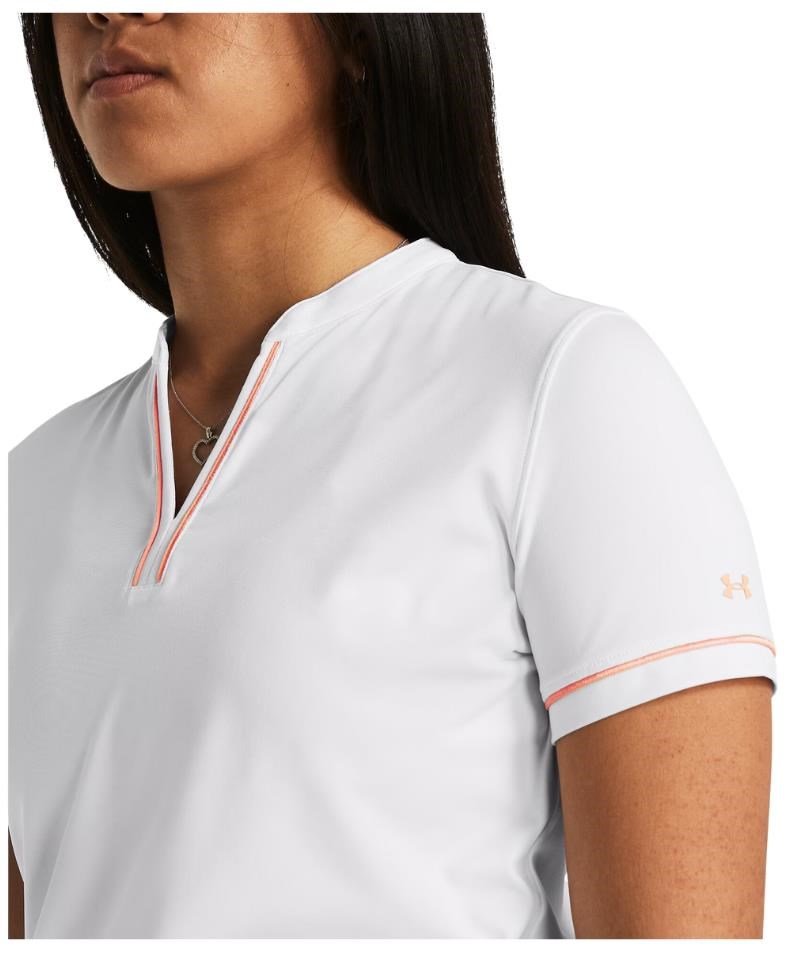 Under Armour Playoff 3.0 Novelty polo de mujer, blanco/naranja flarer