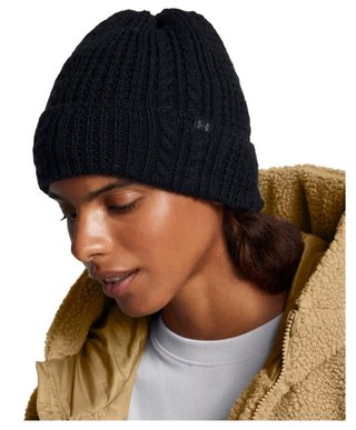Under Armour Halftime Cable Knit gorro de punto para mujer, negro