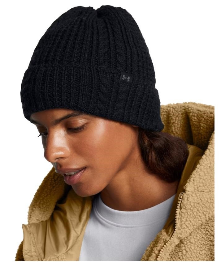 Under Armour Halftime Cable Knit gorro de punto para mujer, negro