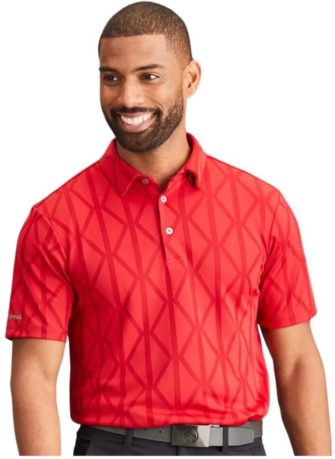 PING Lenny Jacquard polo de hombre, rich red