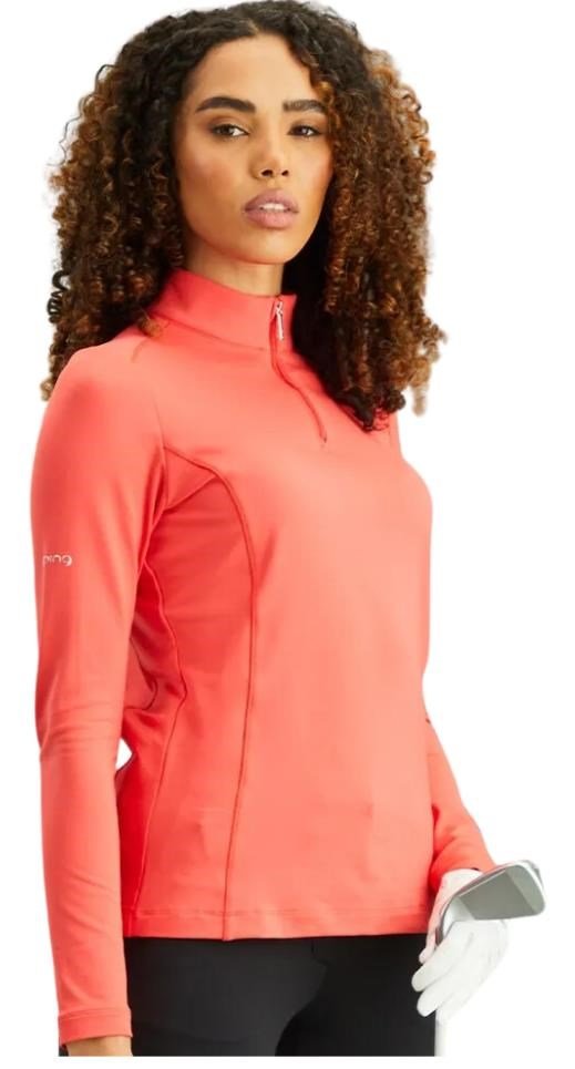 PING Aveline Half Zip de manga larga para mujer, cayenne