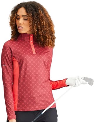 PING Lolette Printed manga larga polo de mujer, tibetan red multi/cayenne