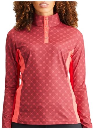 PING Lolette Printed manga larga polo de mujer, tibetan red multi/cayenne