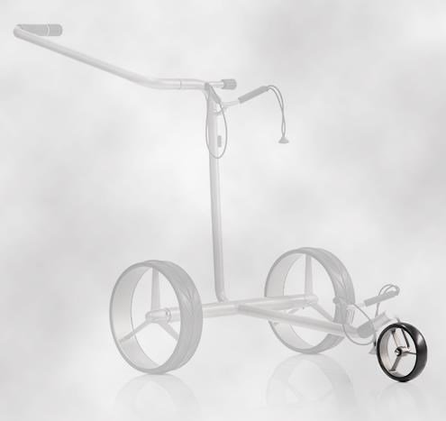 JuStar rueda delantera para carrito eléctrico JuStar Silver, llanta titanio, neumático negro