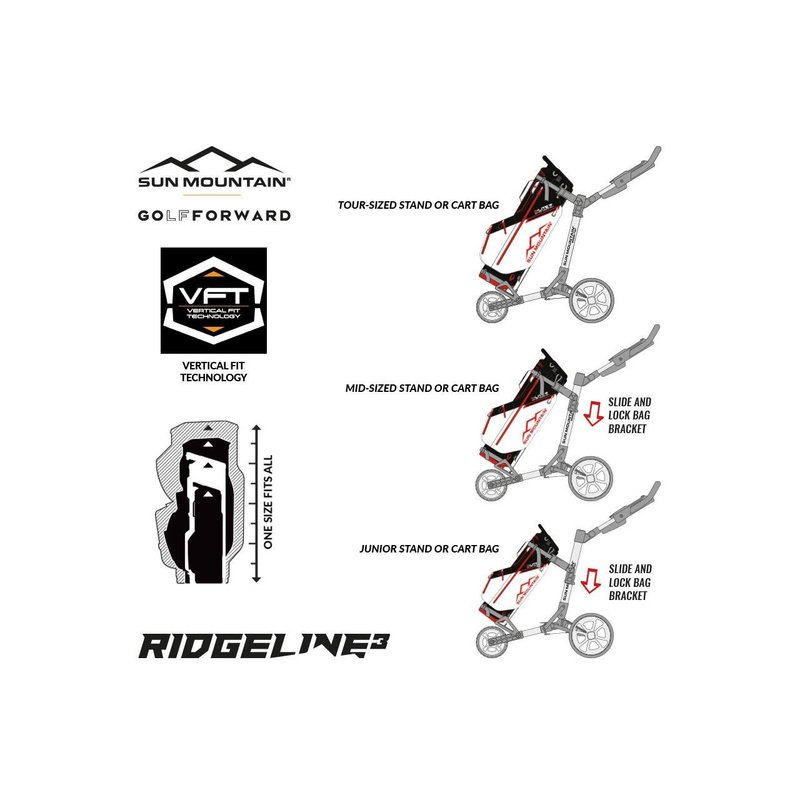 Sun Mountain Ridgeline 3 carrito de golf manual, negro