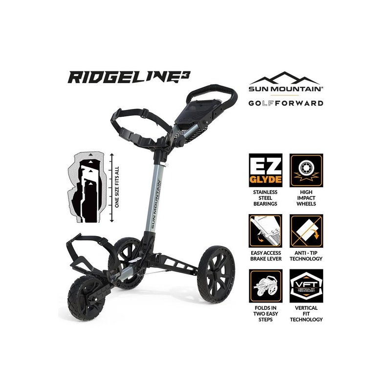 Sun Mountain Ridgeline 3 carrito manual, plateado