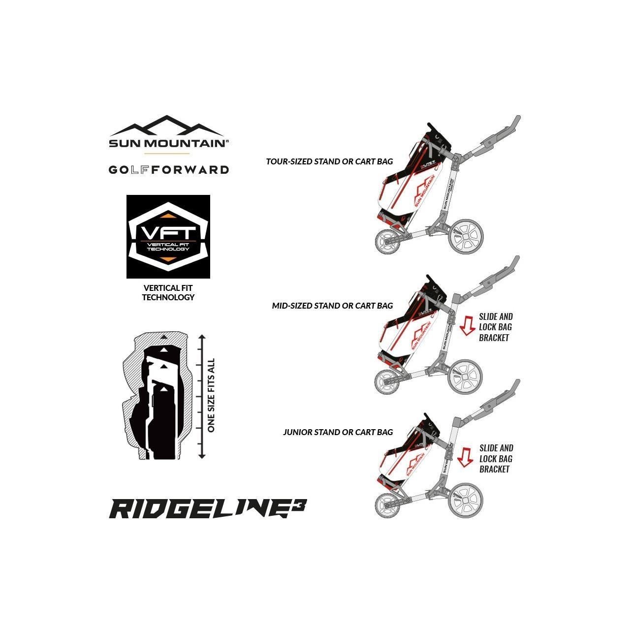 Sun Mountain Ridgeline 3 carrito manual, plateado
