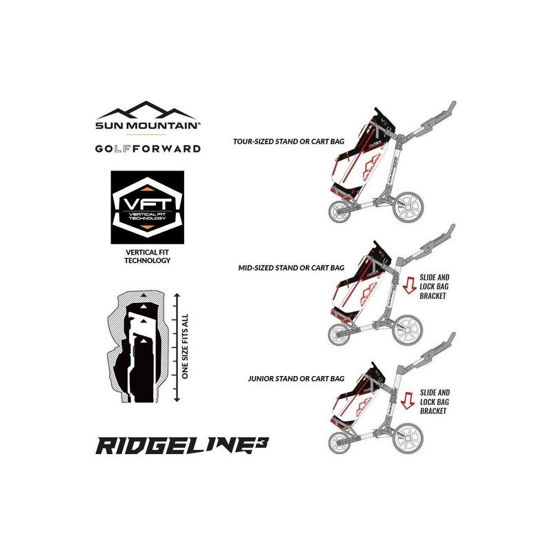 Sun Mountain Ridgeline 3 carrito manual, plateado