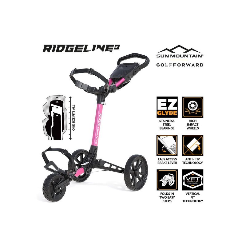 Sun Mountain Ridgeline 3 carrito de golf manual, rosa