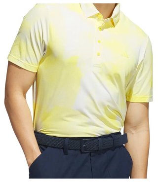 Adidas Ultimate365 Tour Printed polo de hombre, blanco/amarillo polvo