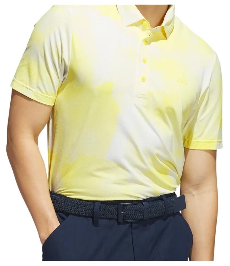 Adidas Ultimate365 Tour Printed polo de hombre, blanco/amarillo polvo