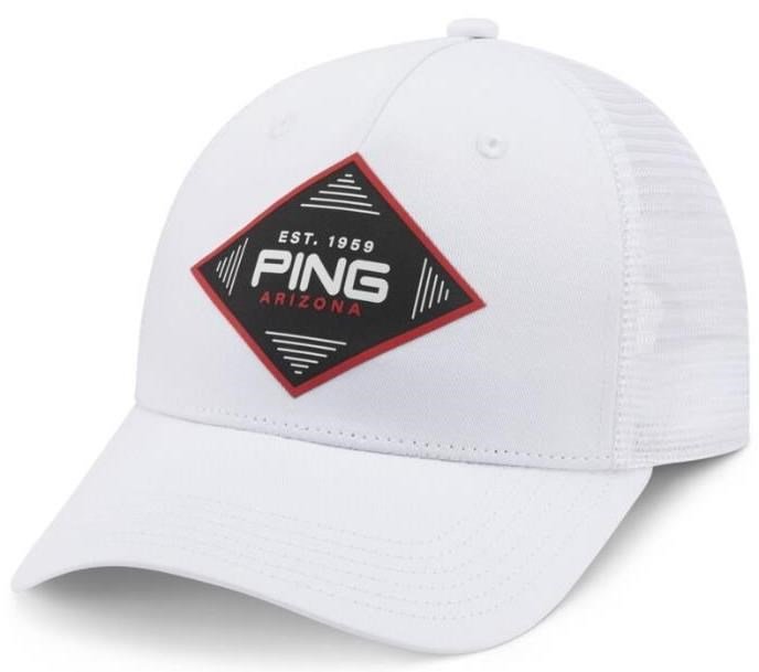 PING Diamond Trucker gorra de hombre, blanca
