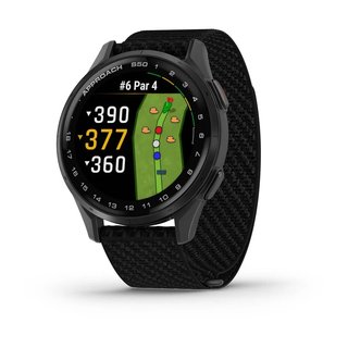 Garmin Approach S50 GPS watch, black nylon/silver aluminium