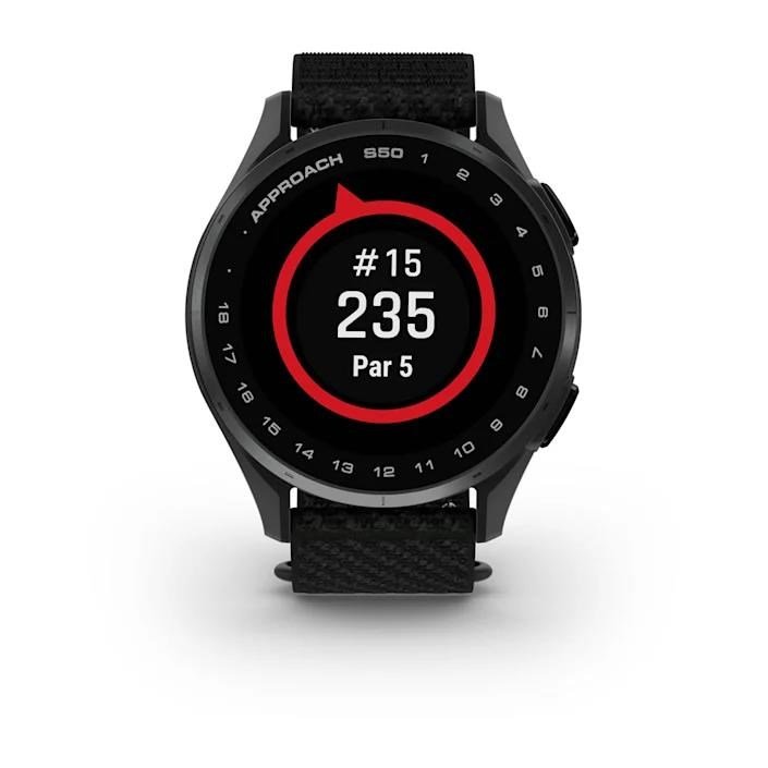 Garmin Approach S50 GPS watch, black nylon/silver aluminium