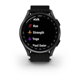 Garmin Approach S50 GPS watch, black nylon/silver aluminium