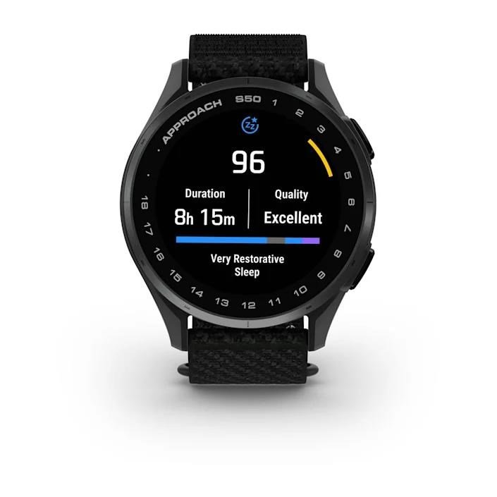Garmin Approach S50 GPS watch, black nylon/silver aluminium