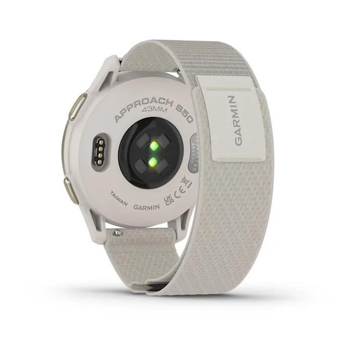 Garmin Approach S50 GPS Watch, marfil nylon/oro crema aluminio