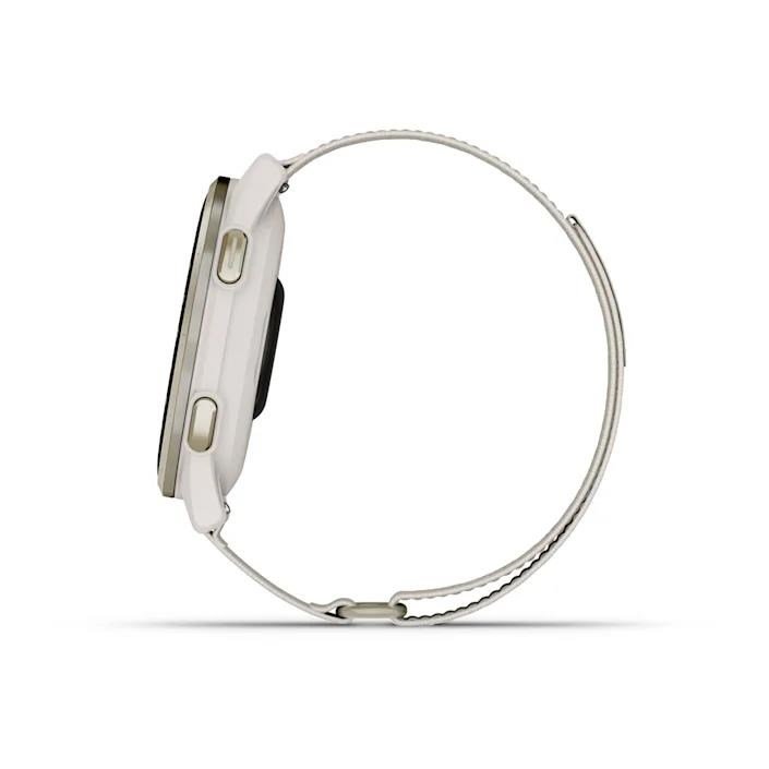Garmin Approach S50 GPS Watch, marfil nylon/oro crema aluminio