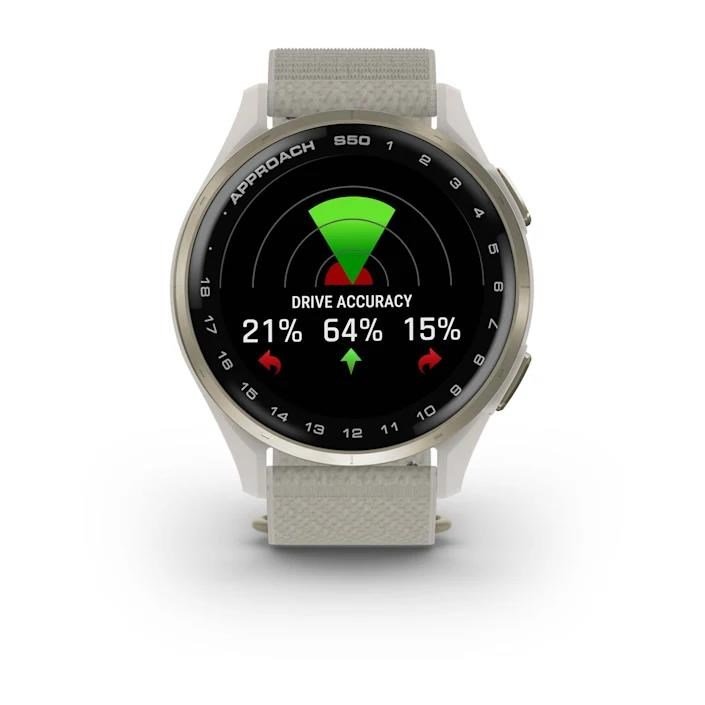 Garmin Approach S50 GPS Watch, marfil nylon/oro crema aluminio