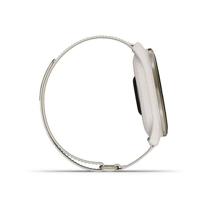 Garmin Approach S50 GPS Watch, marfil nylon/oro crema aluminio