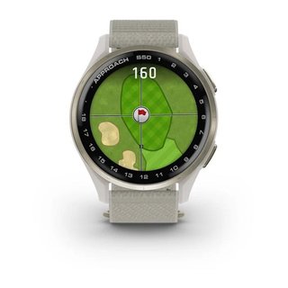 Garmin Approach S50 GPS Watch, marfil nylon/oro crema aluminio
