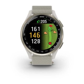 Garmin Approach S50 GPS Watch, marfil nylon/oro crema aluminio