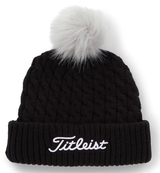 Titleist Cable Knit Pom Pom gorra de invierno de mujer, negra