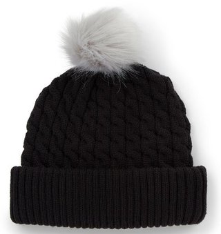 Titleist Cable Knit Pom Pom gorra de invierno de mujer, negra