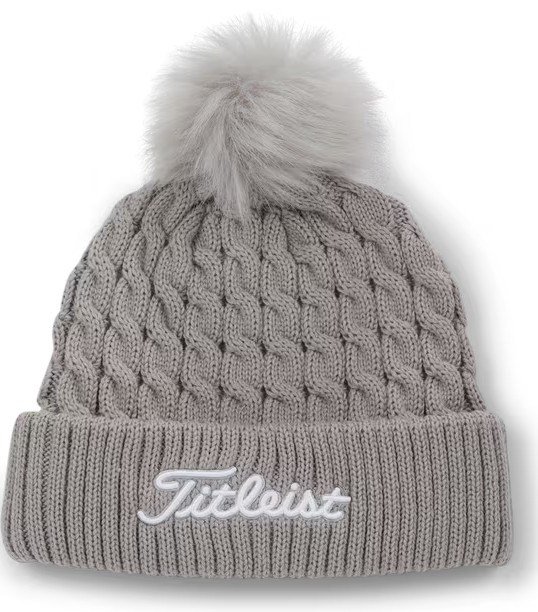 Titleist Cable Knit Pom Pom gorro de invierno de mujer, gris claro